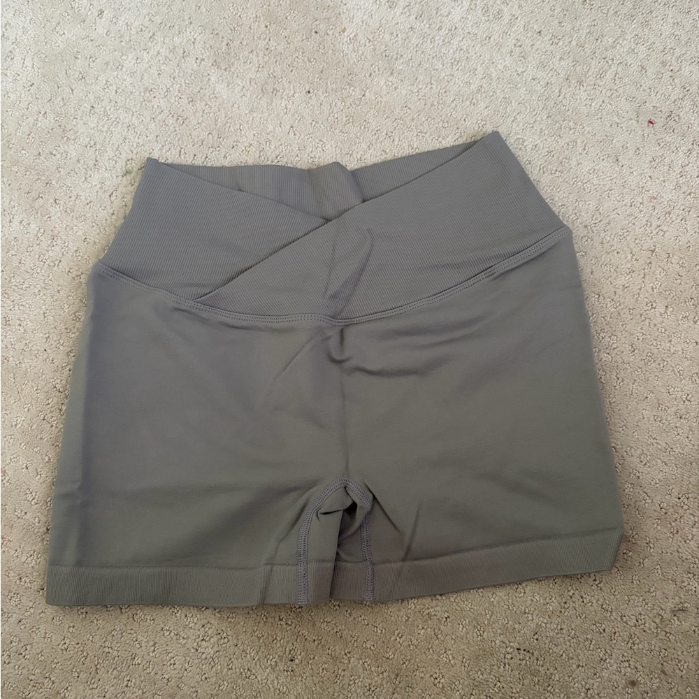 Gray Women's High-Waist Athletic Shorts